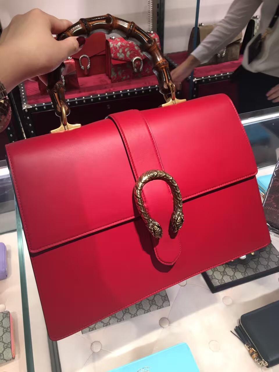 Gucci Dionysus Tiger Head Spur Handle Bag 421999 Red